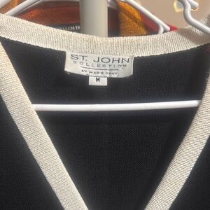 St. John Black and Cream Top